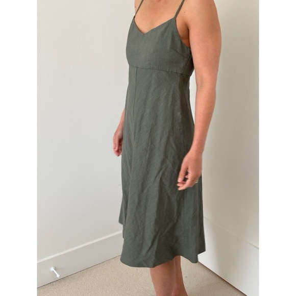 Theory Linen A-line Midi Dress Spaghetti Straps - Picture 2 of 8